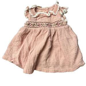 Iris & Ivy Girls Dress 0-3 Months Rose Smocked Americana Classic Embroidered (4)